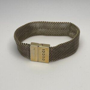 Gucci Gold-tone Mesh Bracelet w/ Slide-lock Closure - Preowned